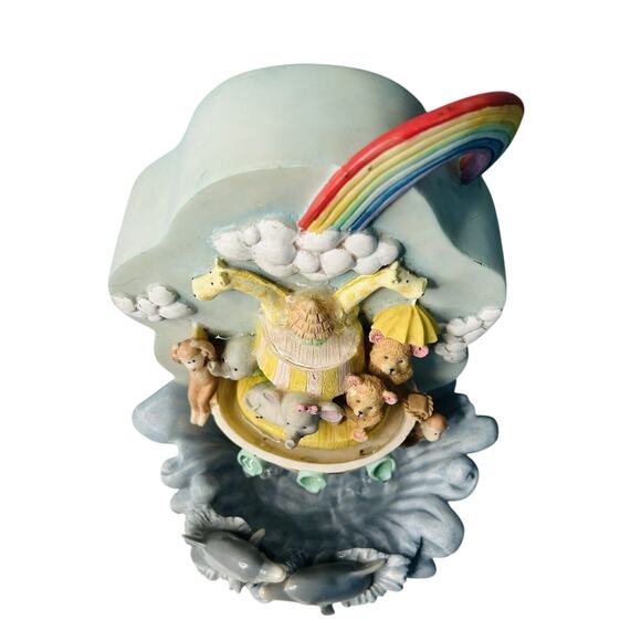 Vintage Noah's Ark Heritage Mint Music Box Water Fountain Working Baby Shower - Picture 9 of 16